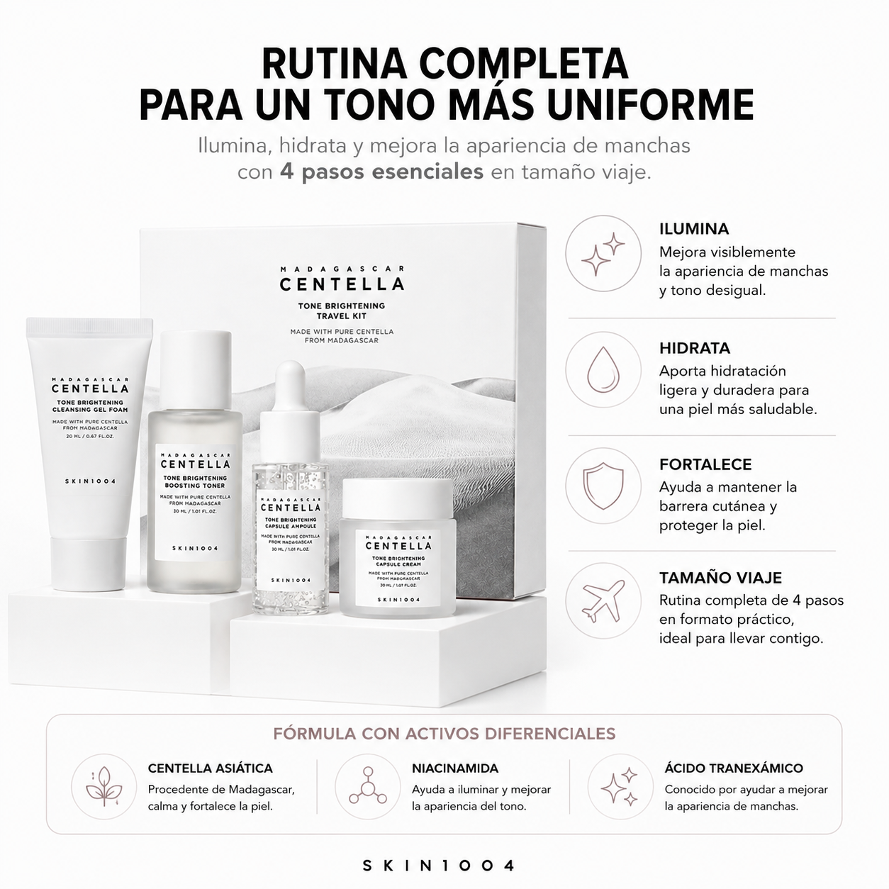 SKIN1004 Madagascar Centella Tone Brightening Travel Kit | Kit Iluminador para Tono Desigual