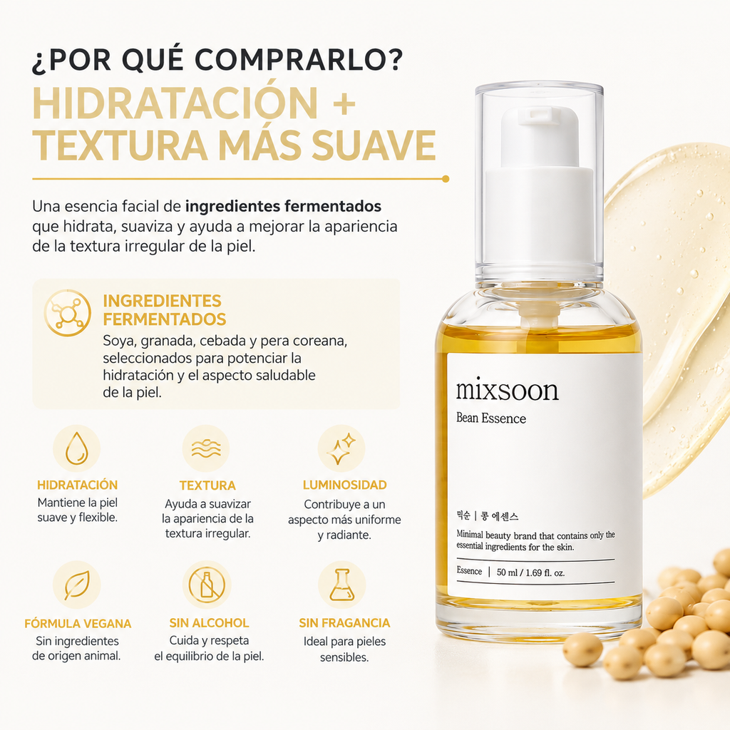mixsoon Bean Essence 50ml | Esencia Facial Hidratante y para Textura