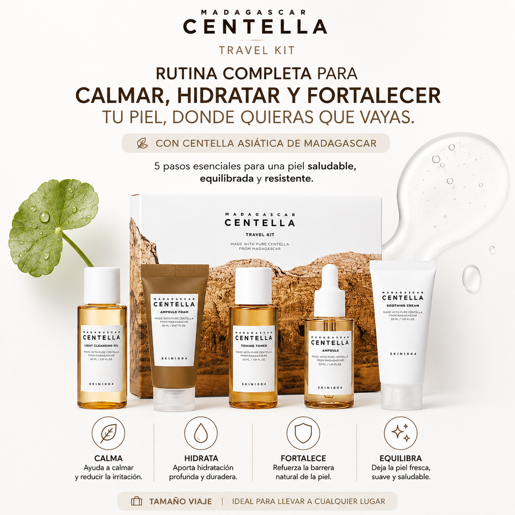 SKIN1004 Madagascar Centella Travel Kit | Kit de Skincare de 5 Pasos