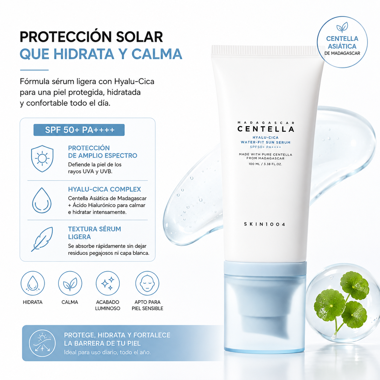 SKIN1004 Madagascar Centella Hyalu-Cica Water-Fit Sun Serum SPF50+ PA++++ Jumbo 100ml