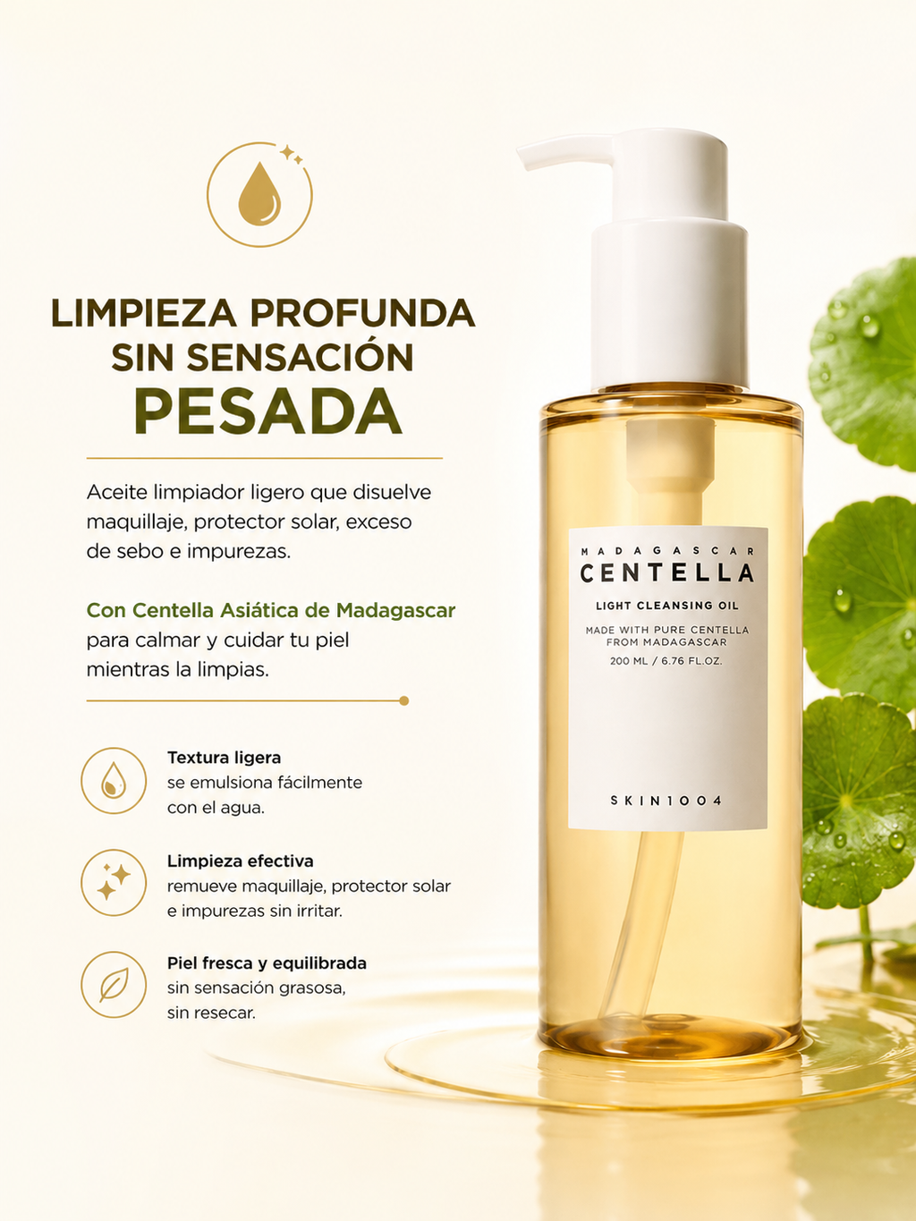 SKIN1004 Madagascar Centella Light Cleansing Oil 200ml | Aceite Limpiador Facial