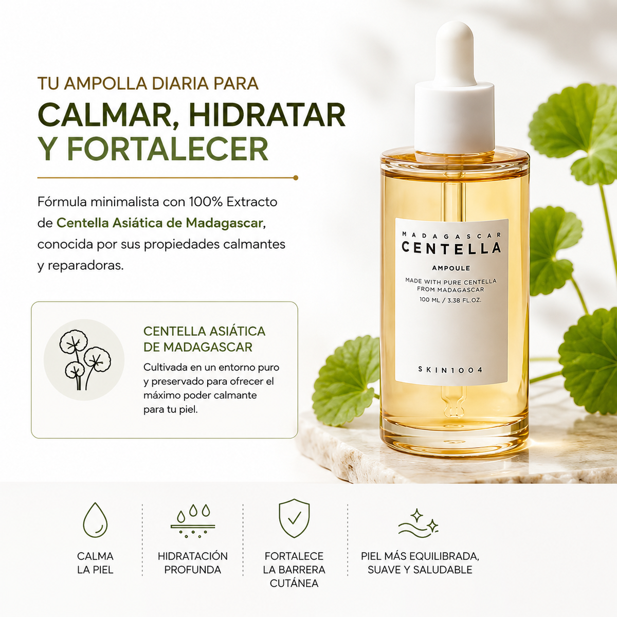 SKIN1004 Madagascar Centella Asiatica 100 Ampoule 100ml | Ampolla Calmante e Hidratante