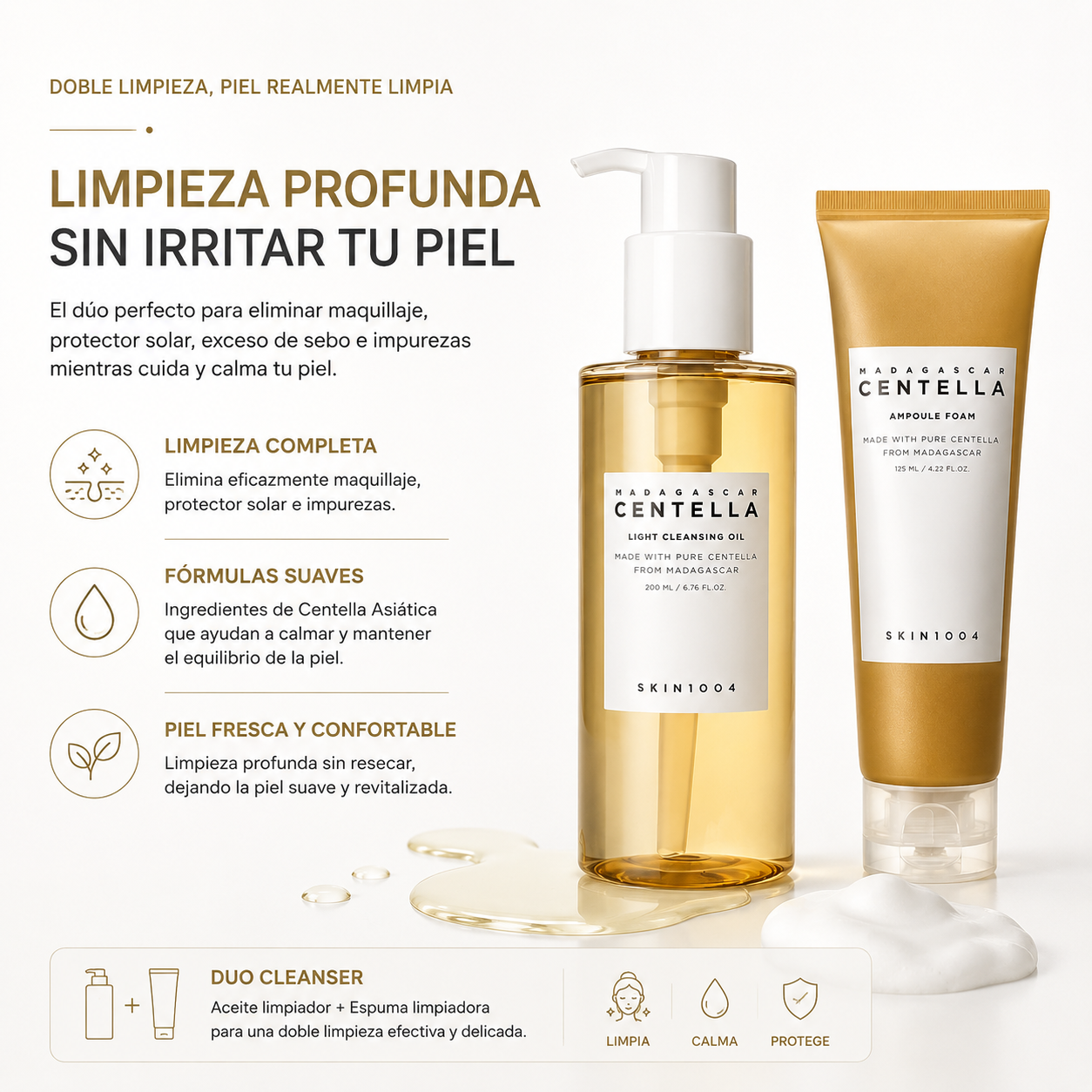 SKIN1004 Madagascar Centella Double Cleansing Duo Set | Doble Limpieza Facial