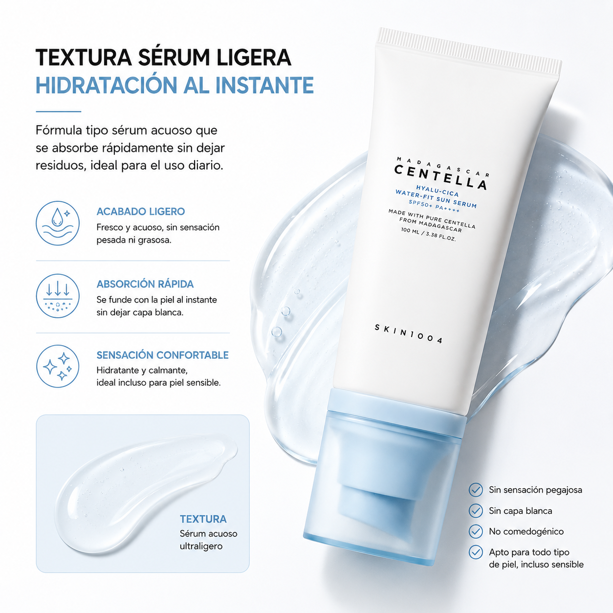SKIN1004 Madagascar Centella Hyalu-Cica Water-Fit Sun Serum SPF50+ PA++++ Jumbo 100ml