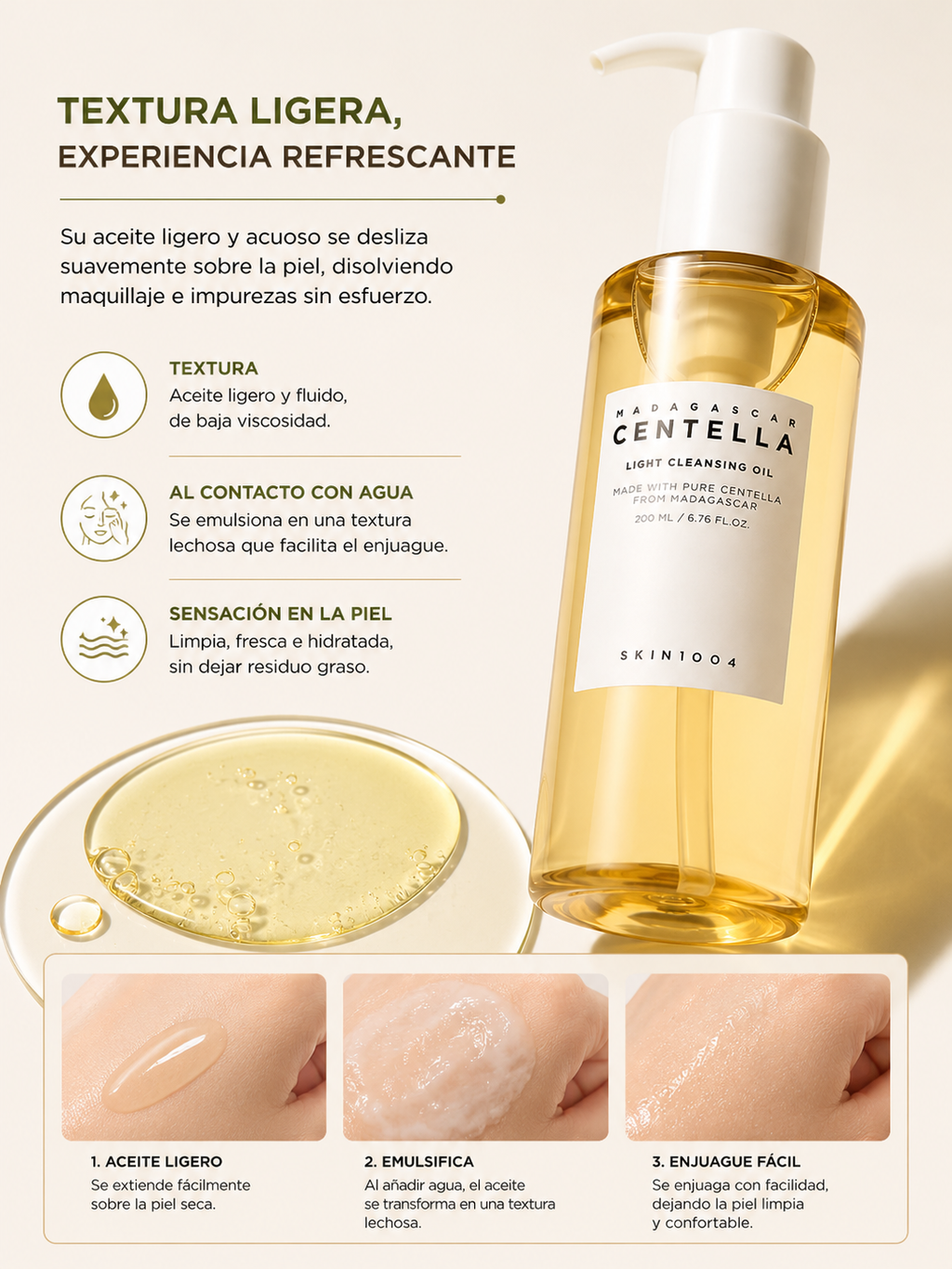 SKIN1004 Madagascar Centella Light Cleansing Oil 200ml | Aceite Limpiador Facial