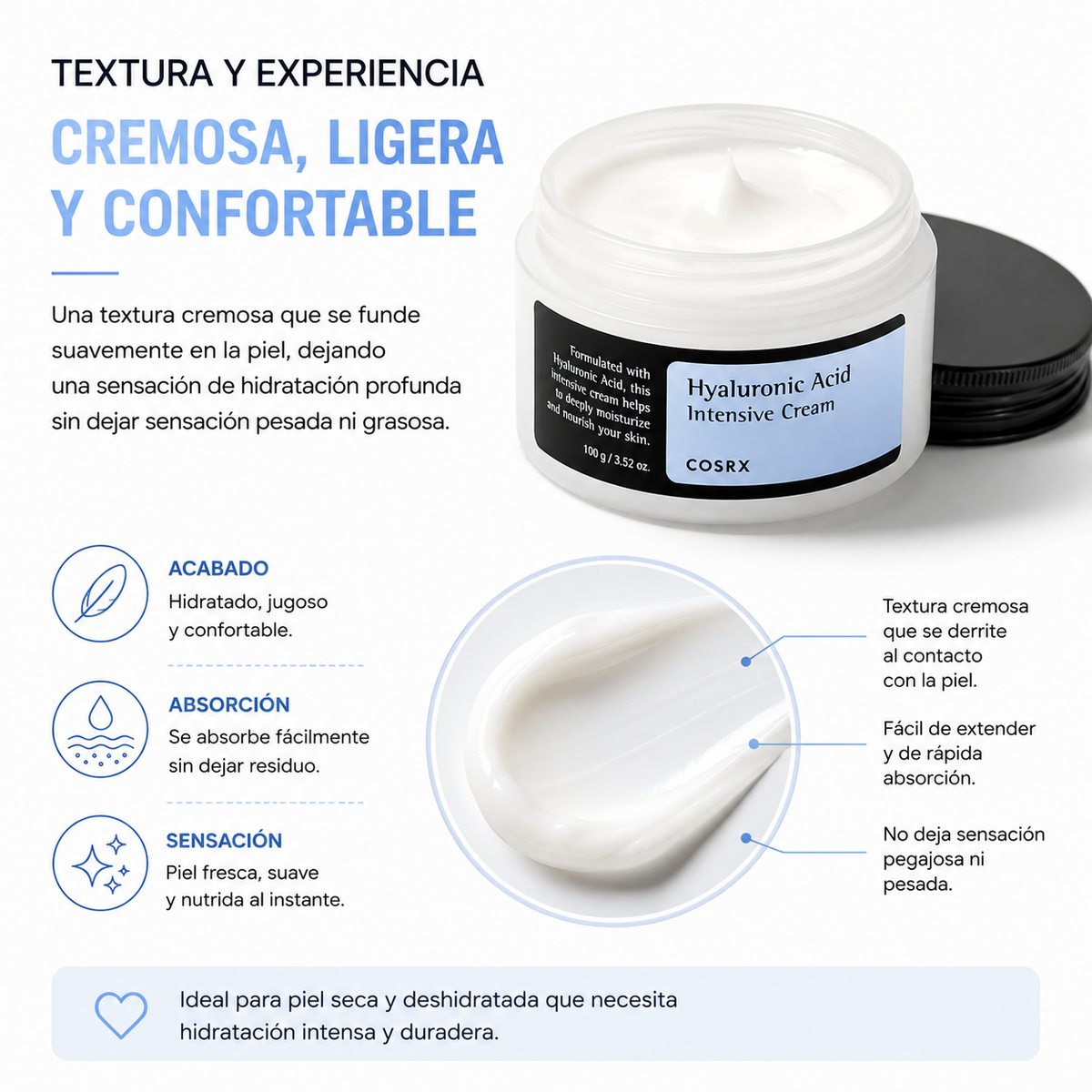 COSRX Hyaluronic Acid Intensive Cream 100g | Crema Hidratante con Ácido Hialurónico