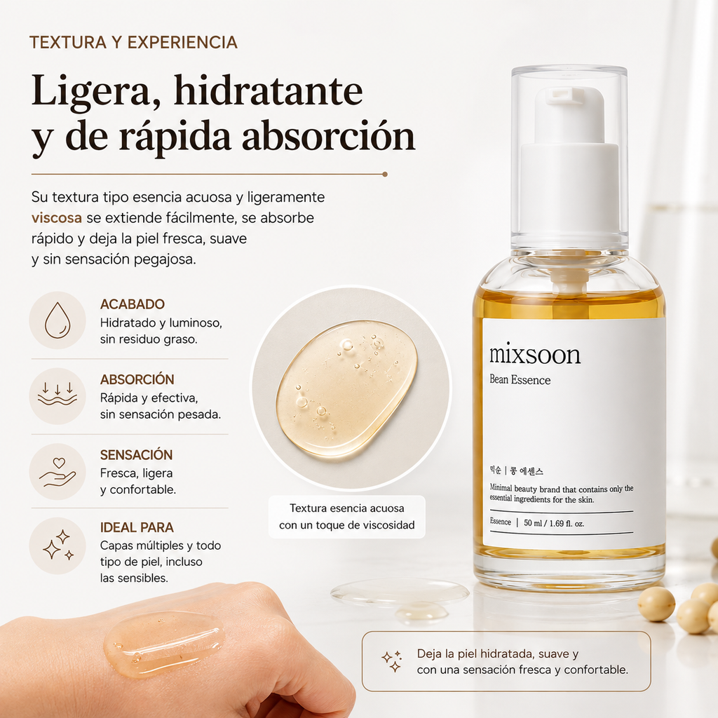 mixsoon Bean Essence 50ml | Esencia Facial Hidratante y para Textura
