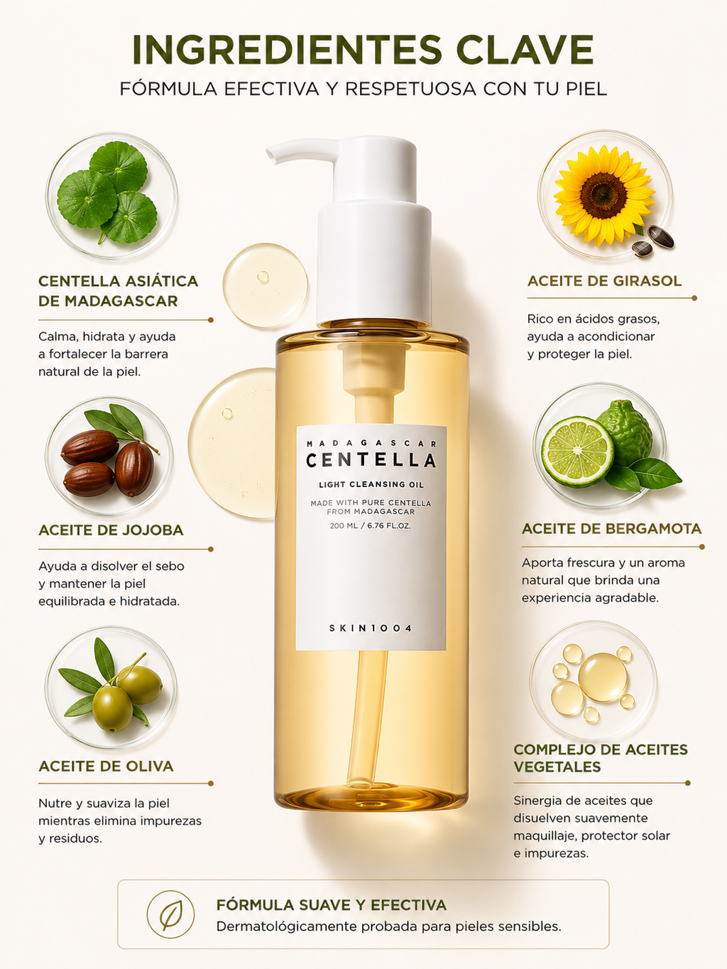 SKIN1004 Madagascar Centella Light Cleansing Oil 200ml | Aceite Limpiador Facial
