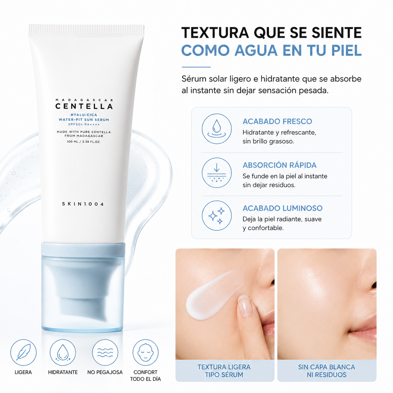 SKIN1004 Madagascar Centella Hyalu-Cica Water-Fit Sun Serum SPF50+ PA++++ Jumbo 100ml