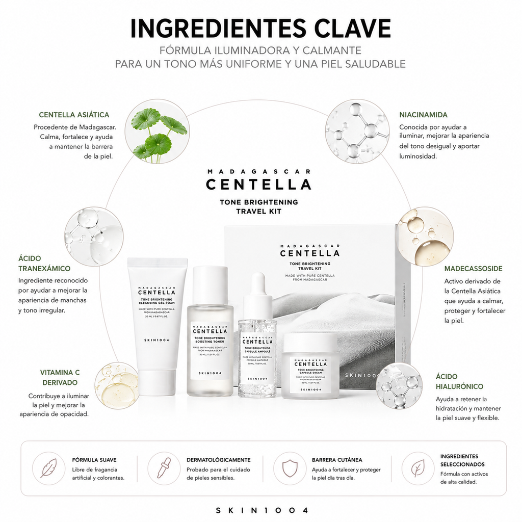 SKIN1004 Madagascar Centella Tone Brightening Travel Kit | Kit Iluminador para Tono Desigual