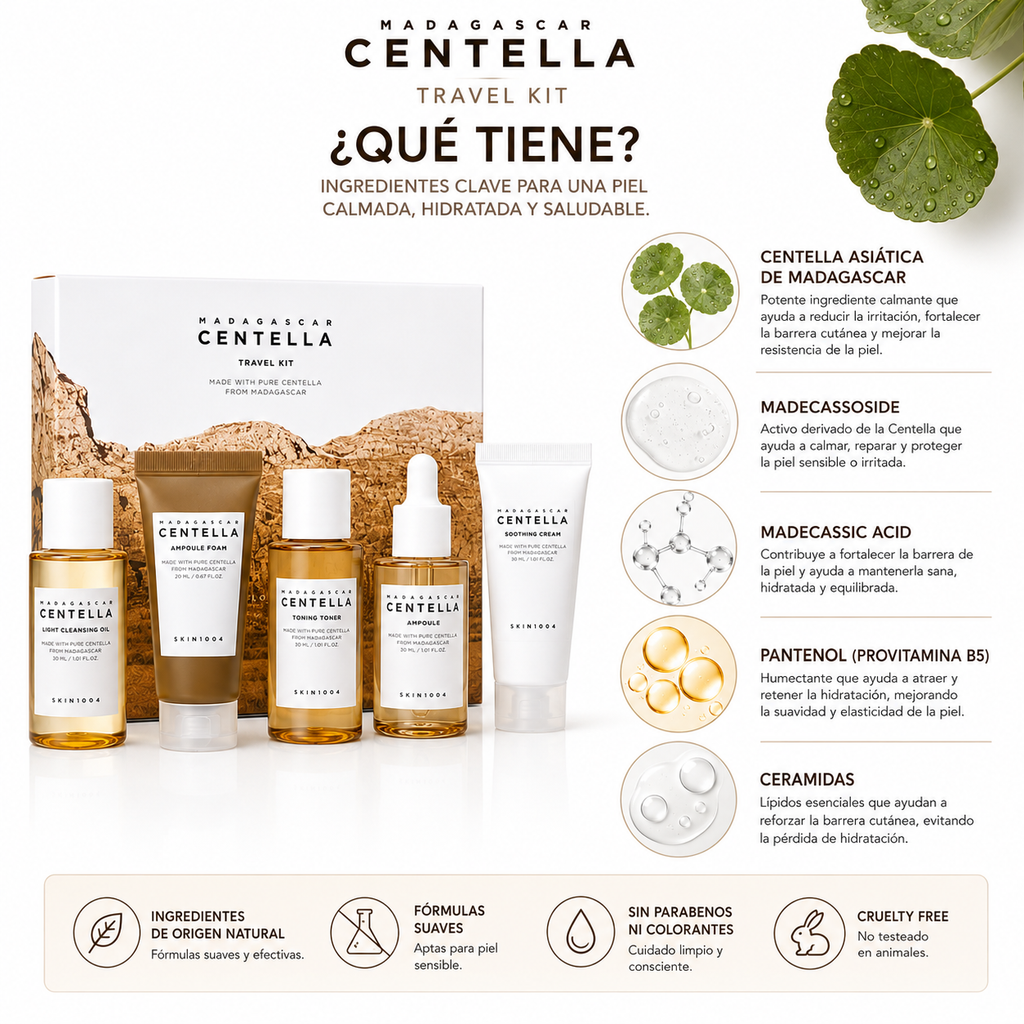 SKIN1004 Madagascar Centella Travel Kit | Kit de Skincare de 5 Pasos