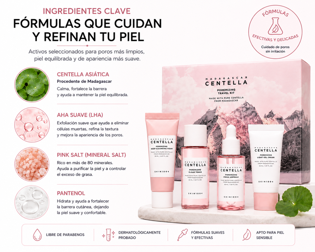 SKIN1004 Madagascar Centella Poremizing Travel Kit | Kit para Poros y Control de Grasa