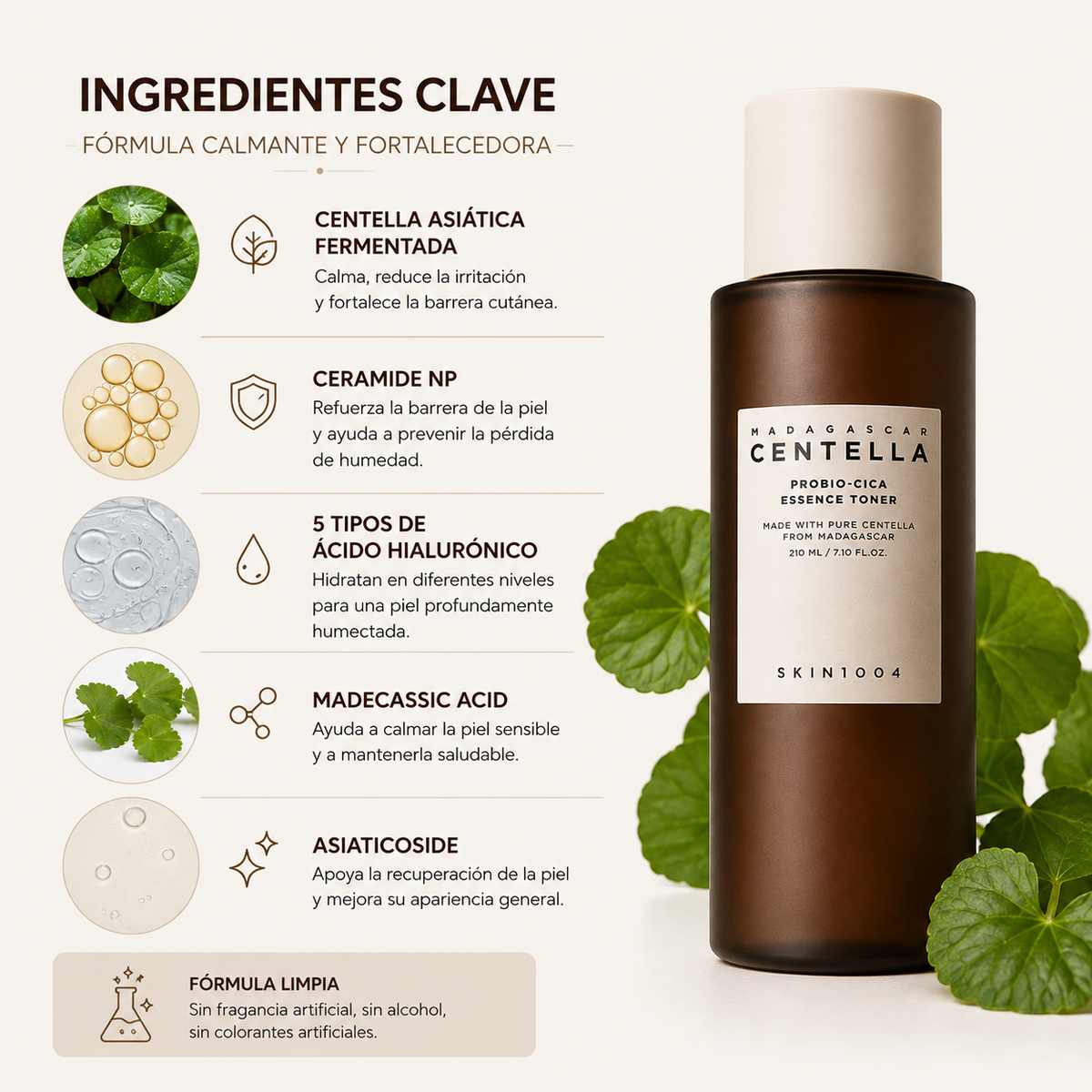 SKIN1004 Madagascar Centella Probio-Cica Essence Toner 210ml | Tónico Hidratante