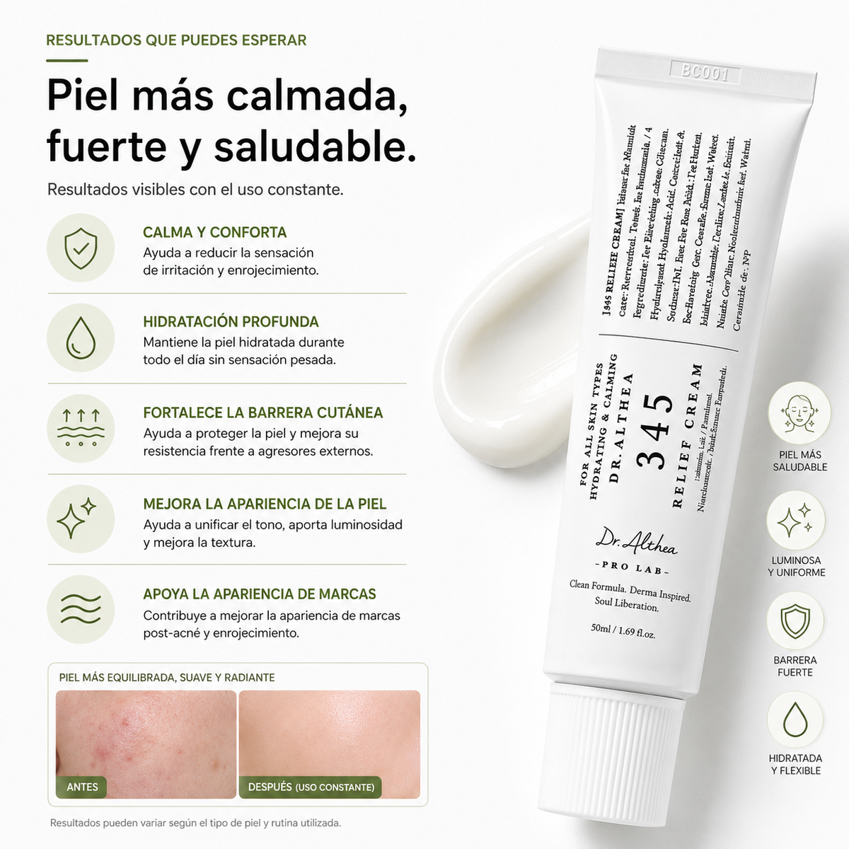Dr. Althea 345 Relief Cream 50ml | Crema Calmante e Hidratante para Marcas Postacné