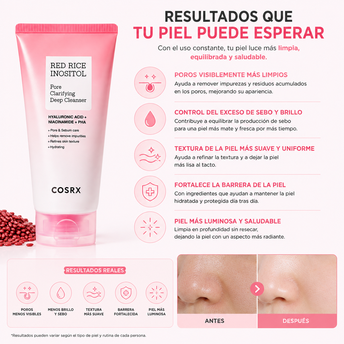 COSRX Red Rice Inositol Pore Clarifying Deep Cleanser 150ml | Limpiador Facial para Poros