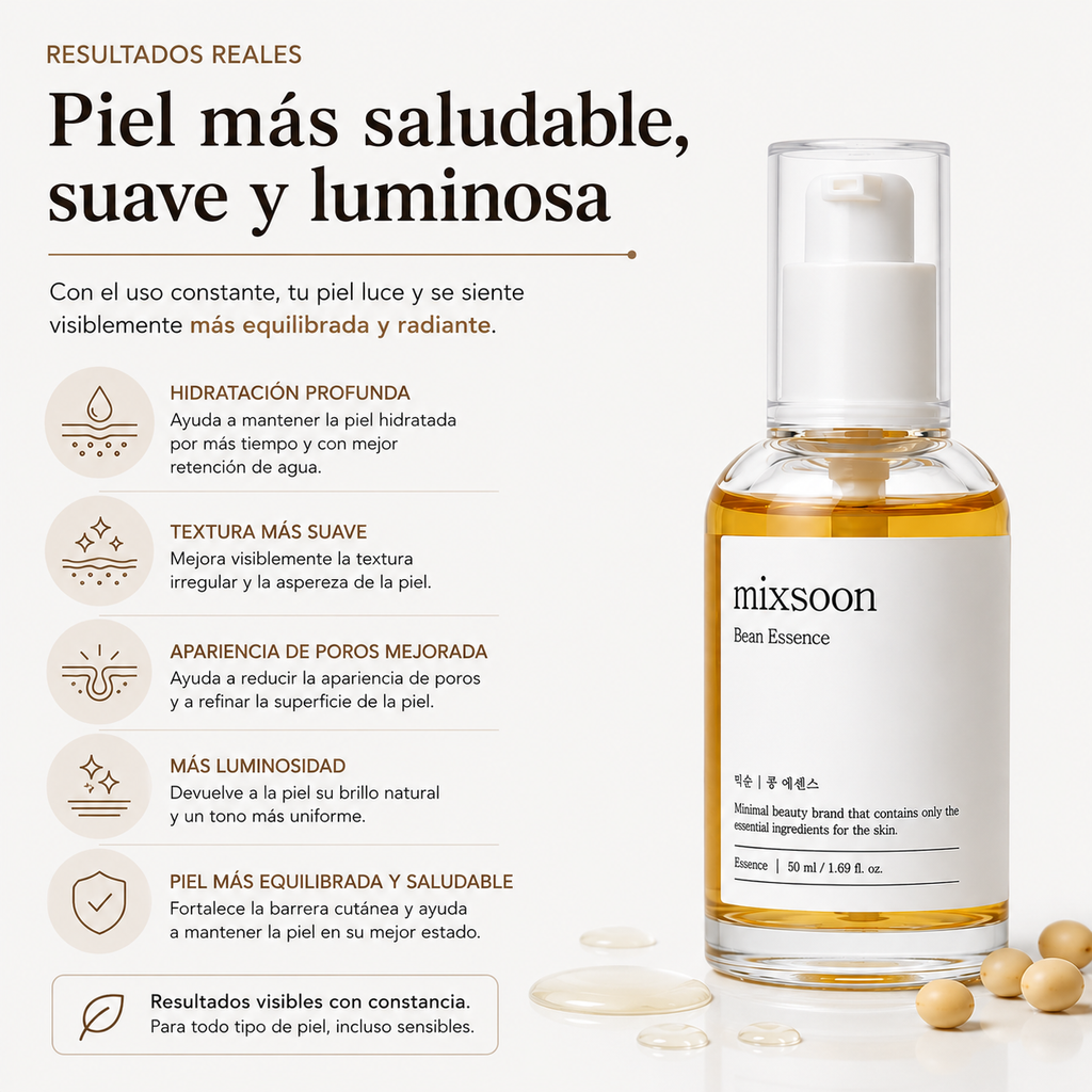 mixsoon Bean Essence 50ml | Esencia Facial Hidratante y para Textura