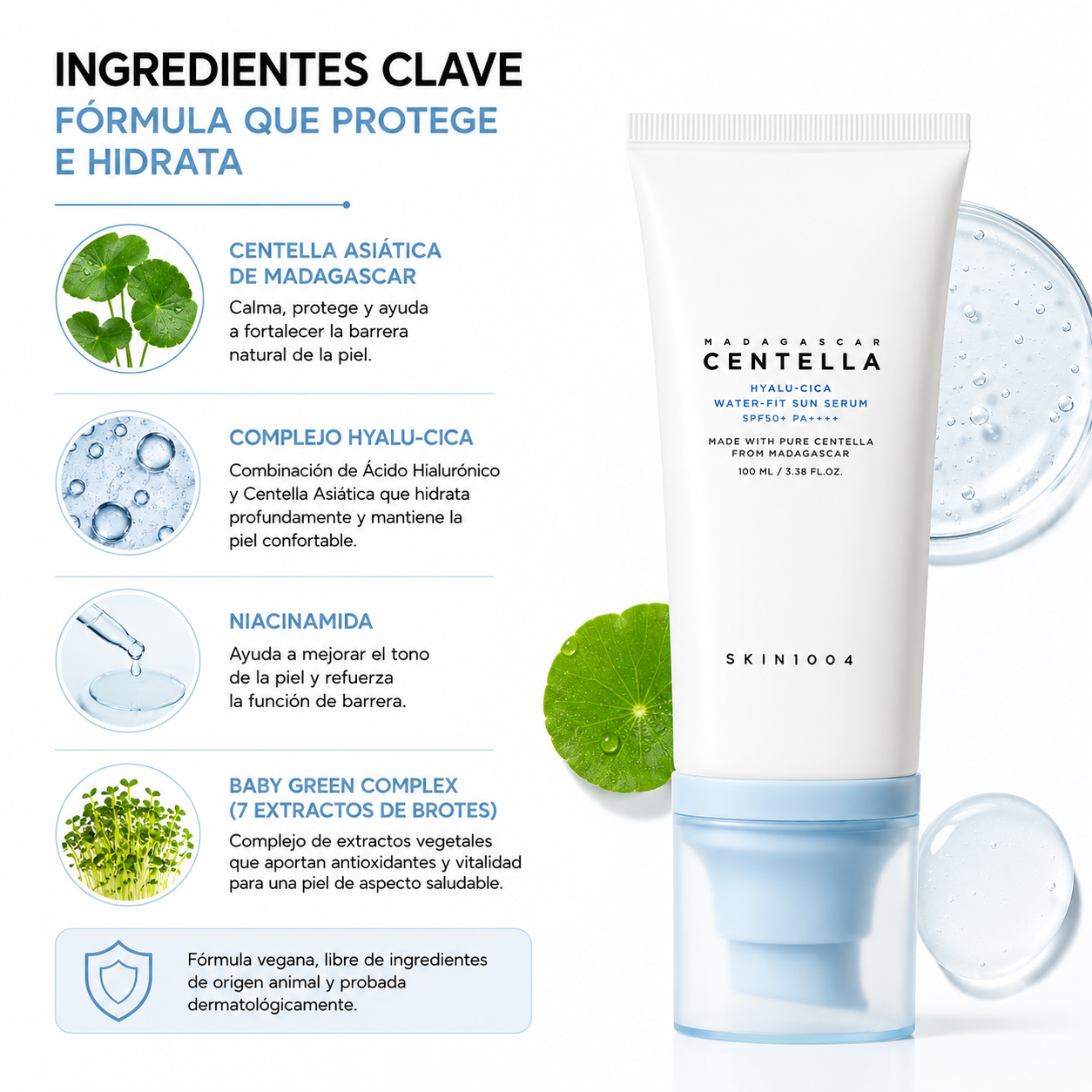 SKIN1004 Madagascar Centella Hyalu-Cica Water-Fit Sun Serum SPF50+ PA++++ Jumbo 100ml