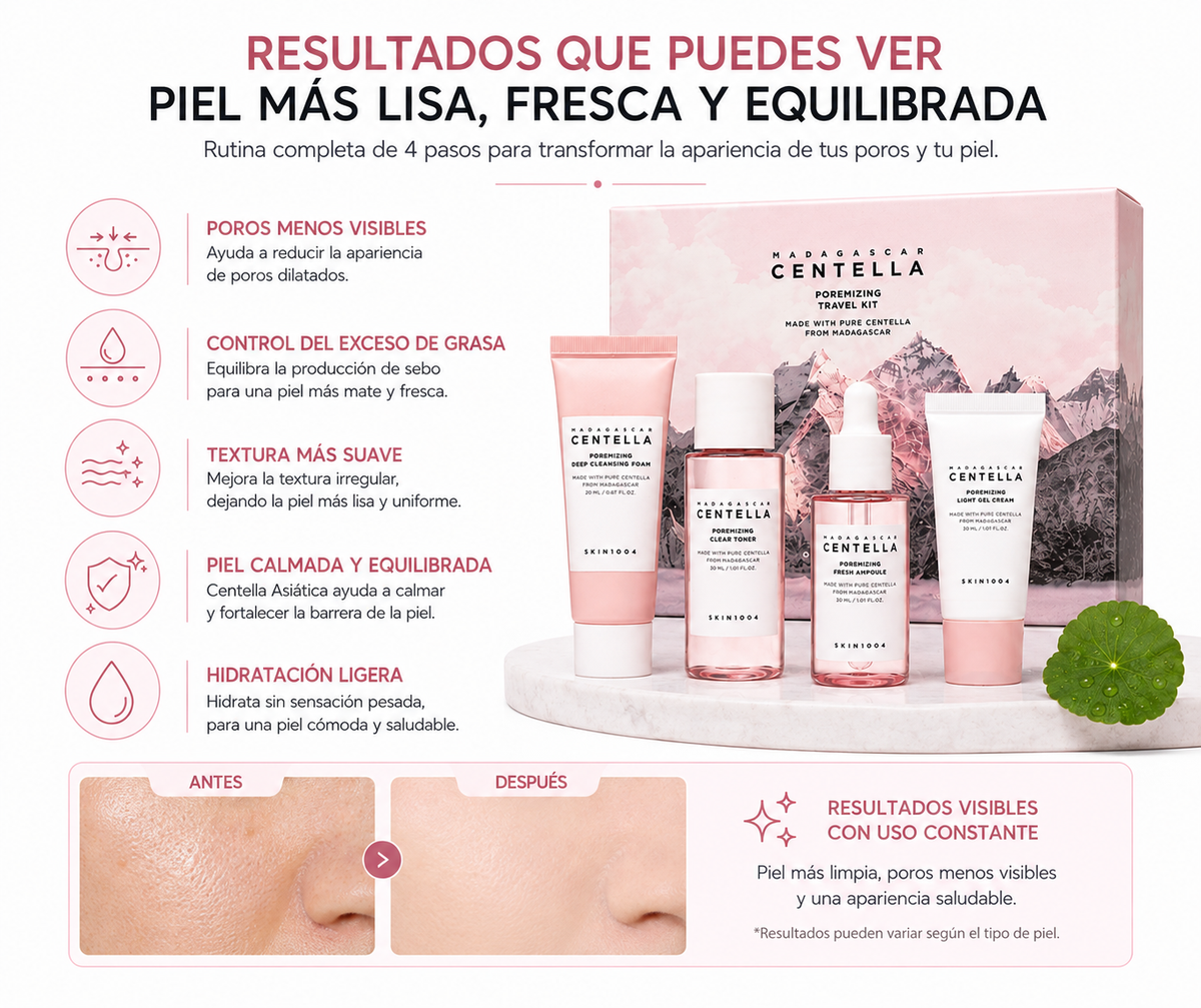 SKIN1004 Madagascar Centella Poremizing Travel Kit | Kit para Poros y Control de Grasa