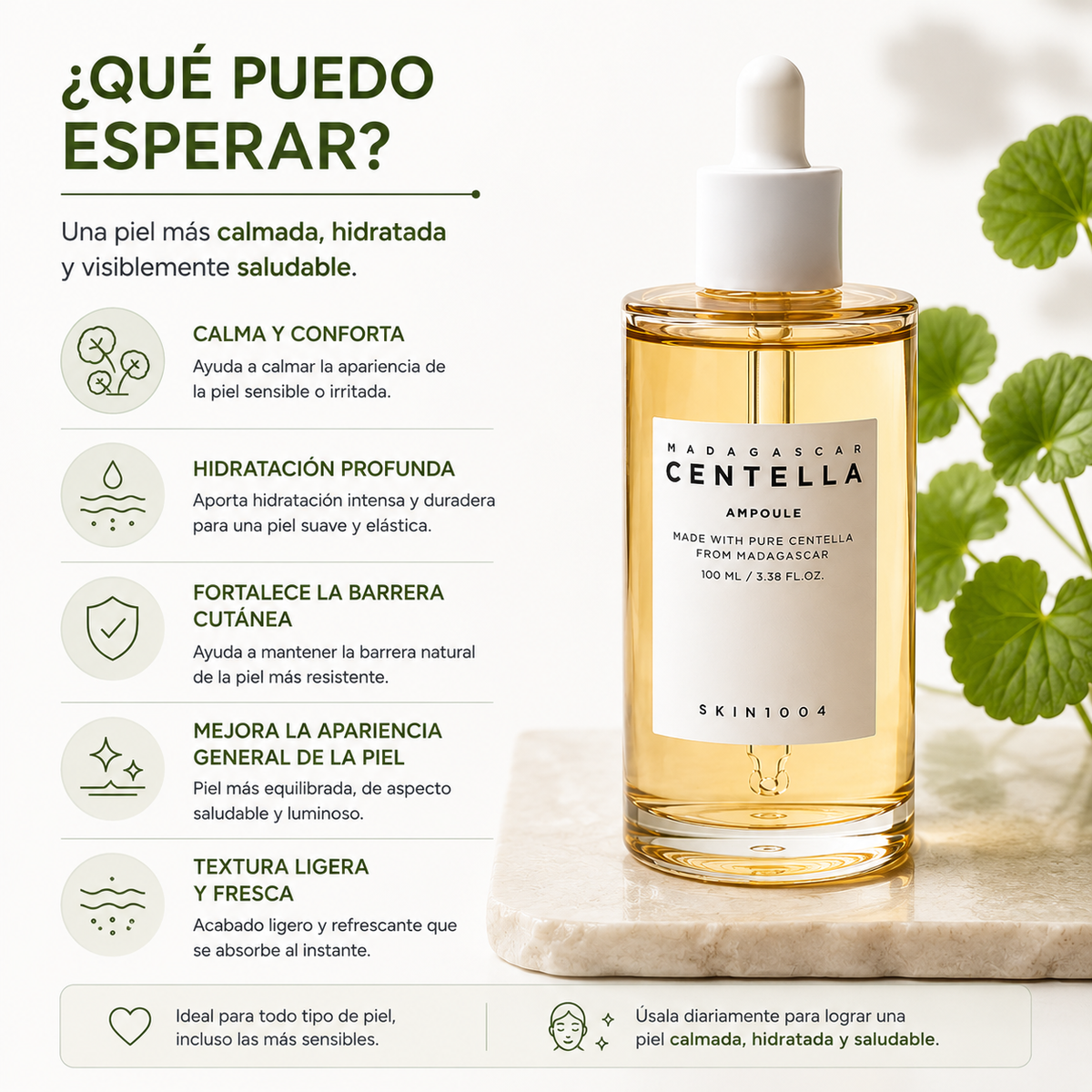 SKIN1004 Madagascar Centella Asiatica 100 Ampoule 100ml | Ampolla Calmante e Hidratante