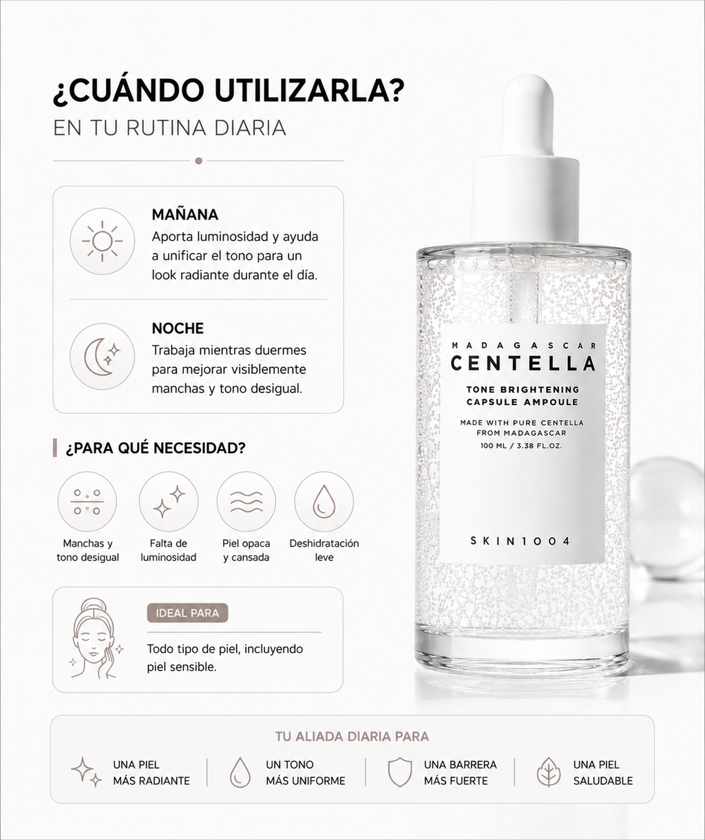 SKIN1004 Madagascar Centella Tone Brightening Capsule Ampoule Jumbo 100ml | Ampolla para Manchas y Luminosidad