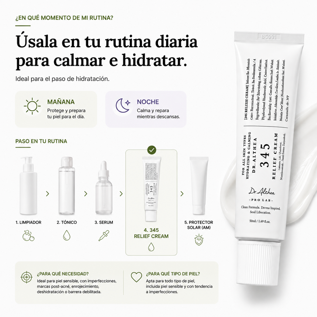 Dr. Althea 345 Relief Cream 50ml | Crema Calmante e Hidratante para Marcas Postacné