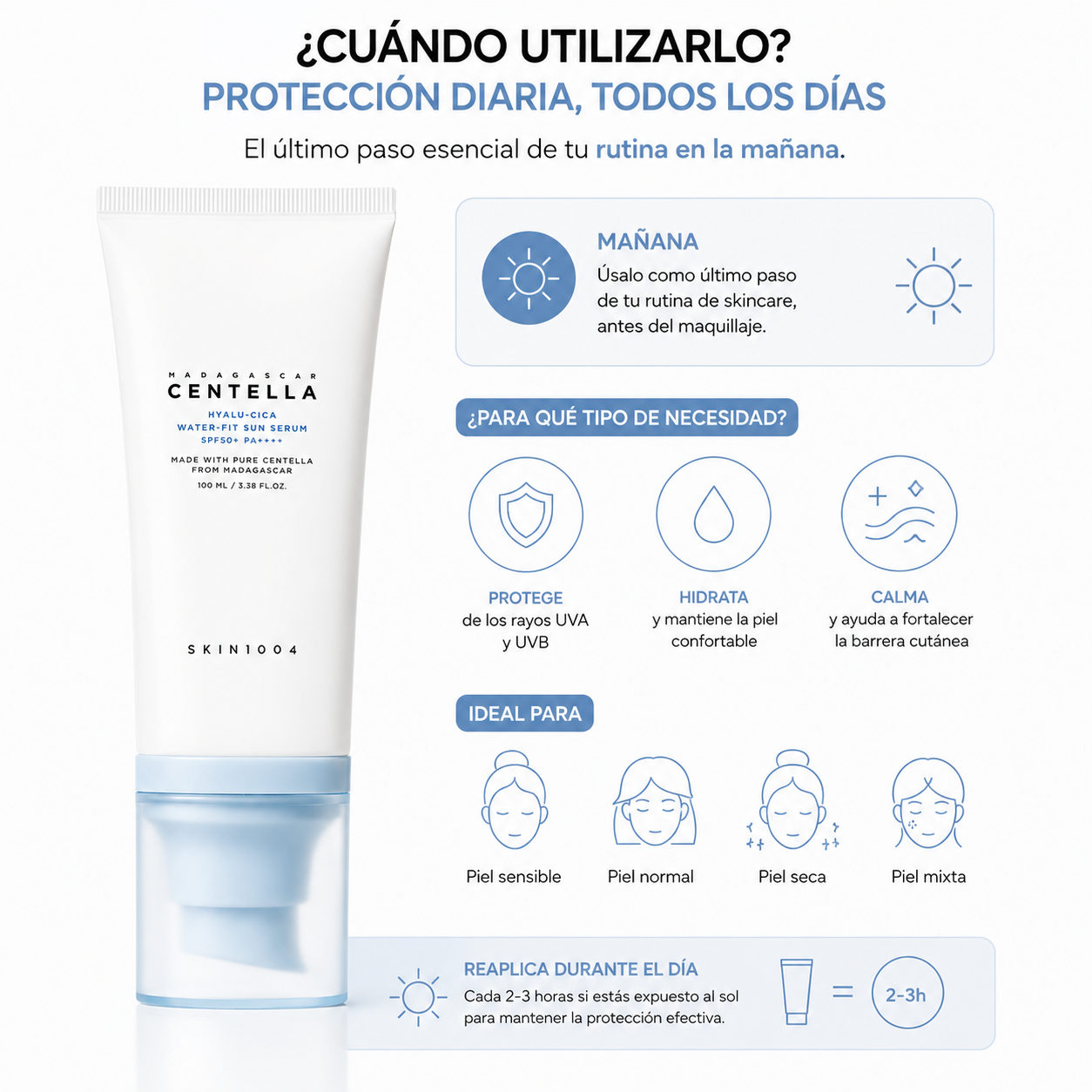 SKIN1004 Madagascar Centella Hyalu-Cica Water-Fit Sun Serum SPF50+ PA++++ Jumbo 100ml