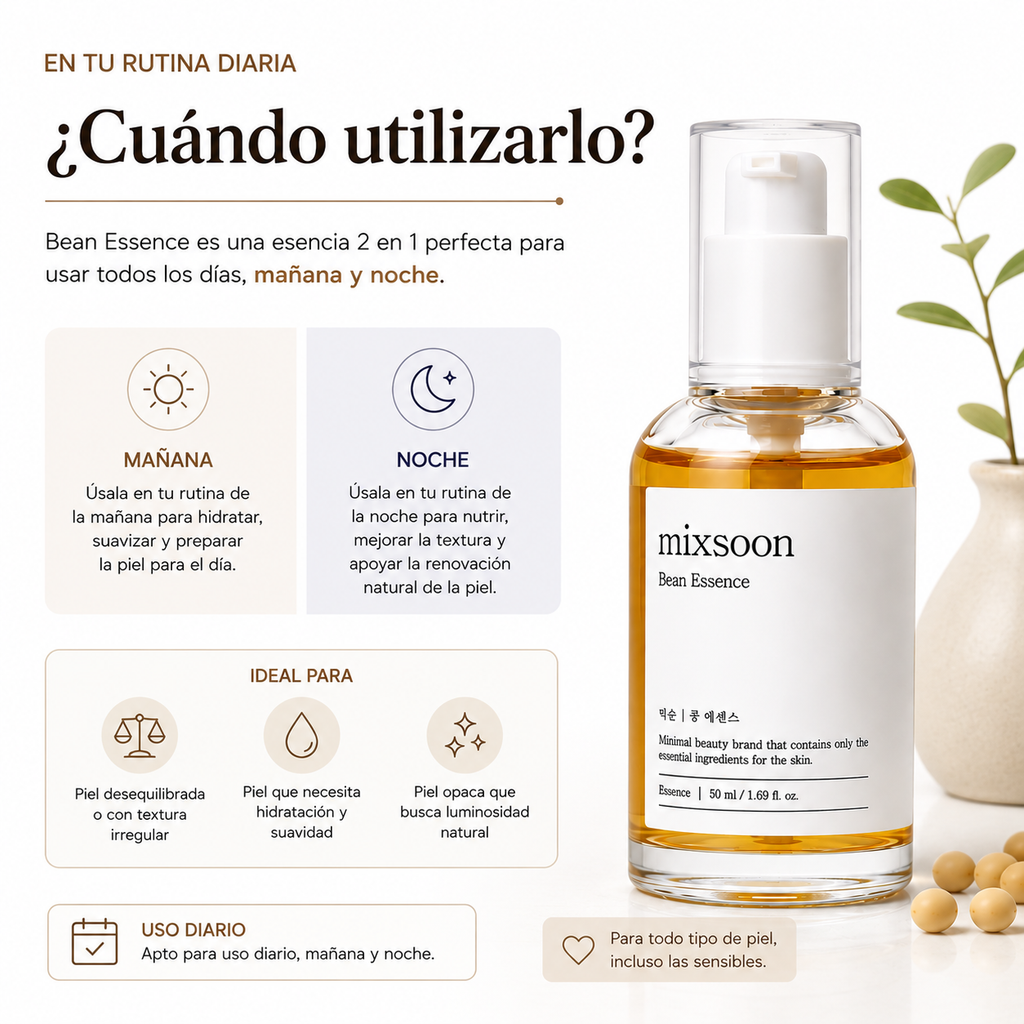 mixsoon Bean Essence 50ml | Esencia Facial Hidratante y para Textura