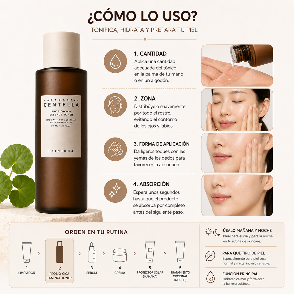 SKIN1004 Madagascar Centella Probio-Cica Essence Toner 210ml | Tónico Hidratante