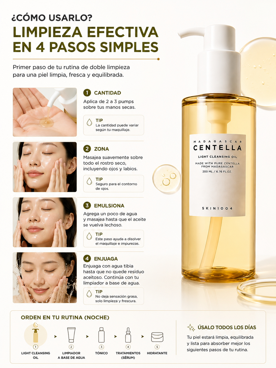 SKIN1004 Madagascar Centella Light Cleansing Oil 200ml | Aceite Limpiador Facial