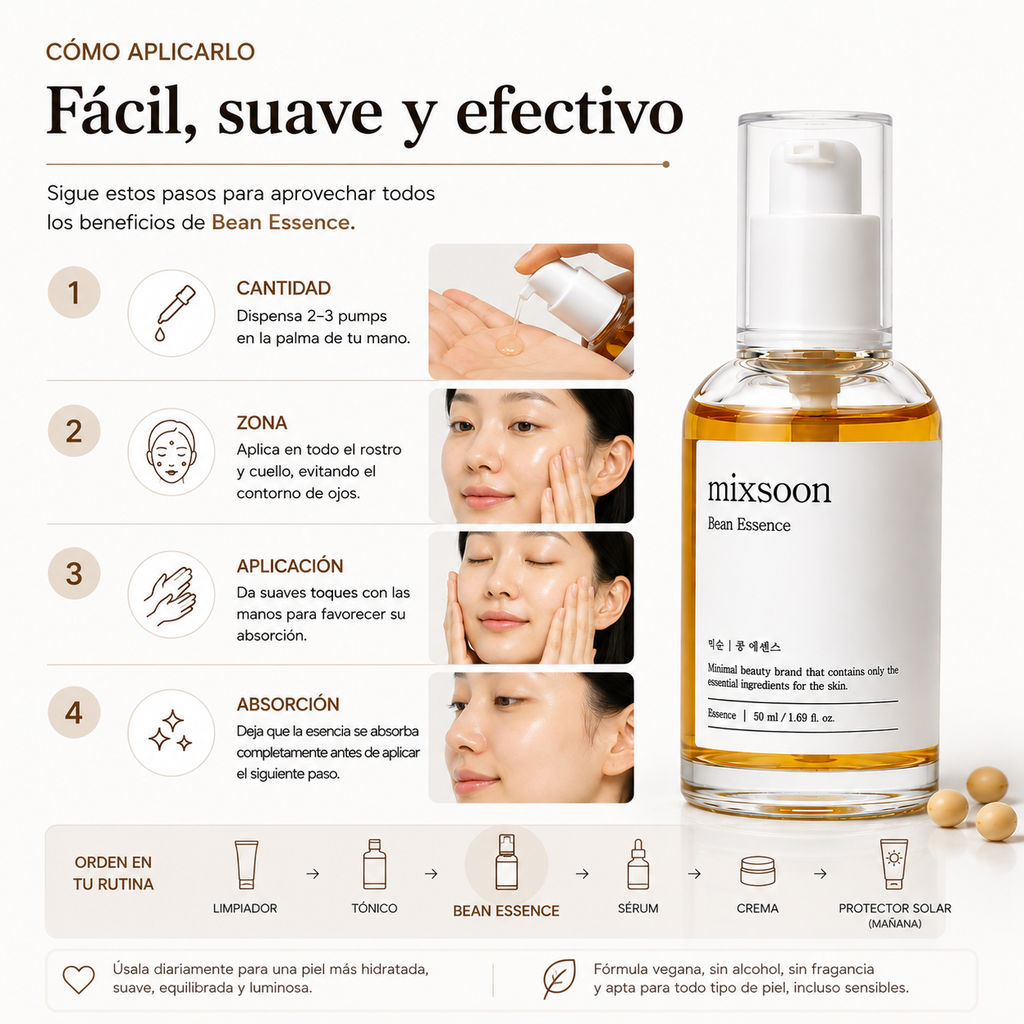 mixsoon Bean Essence 50ml | Esencia Facial Hidratante y para Textura