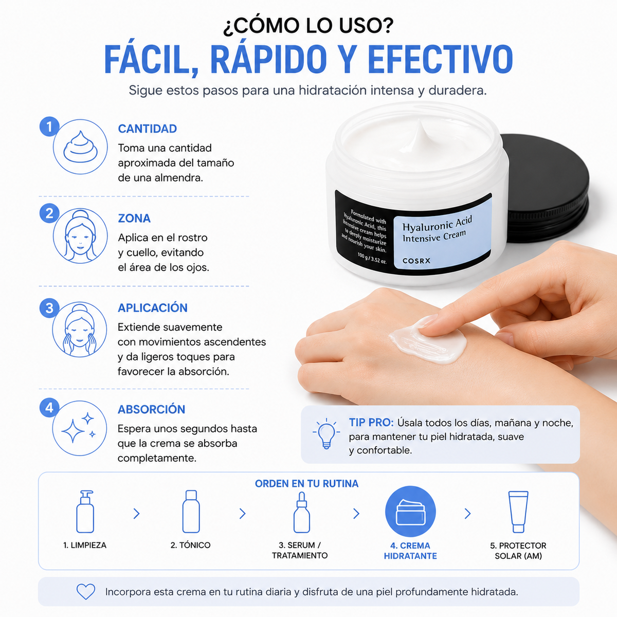 COSRX Hyaluronic Acid Intensive Cream 100g | Crema Hidratante con Ácido Hialurónico